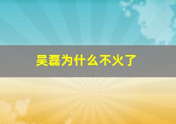 吴磊为什么不火了