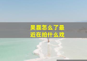 吴磊怎么了最近在拍什么戏