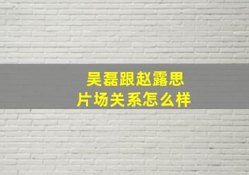 吴磊跟赵露思片场关系怎么样