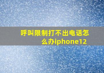 呼叫限制打不出电话怎么办iphone12