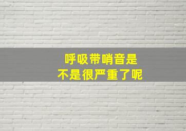 呼吸带哨音是不是很严重了呢