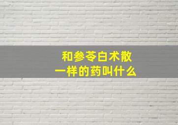 和参苓白术散一样的药叫什么