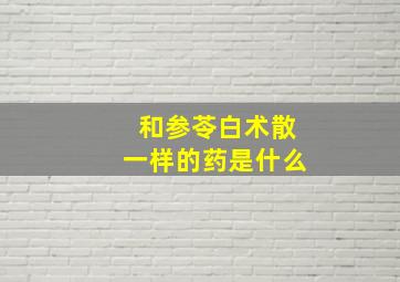 和参苓白术散一样的药是什么