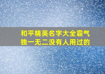 和平精英名字大全霸气独一无二没有人用过的