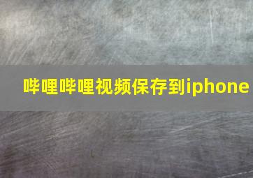 哔哩哔哩视频保存到iphone