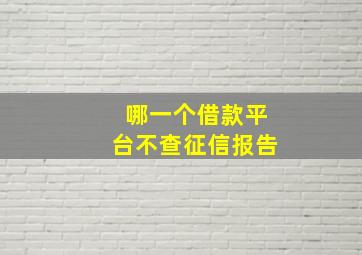 哪一个借款平台不查征信报告