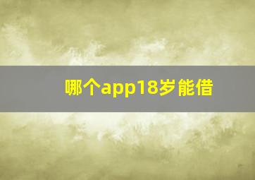 哪个app18岁能借