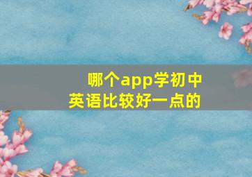 哪个app学初中英语比较好一点的