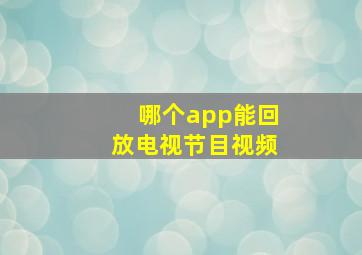 哪个app能回放电视节目视频