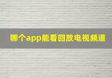 哪个app能看回放电视频道