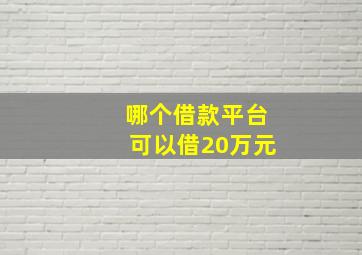 哪个借款平台可以借20万元