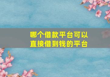 哪个借款平台可以直接借到钱的平台