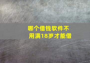 哪个借钱软件不用满18岁才能借