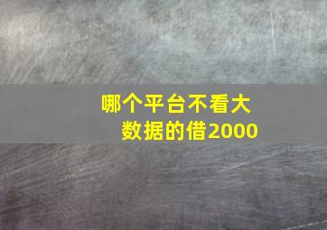 哪个平台不看大数据的借2000