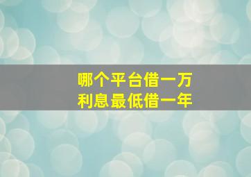 哪个平台借一万利息最低借一年