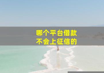 哪个平台借款不会上征信的