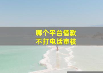 哪个平台借款不打电话审核