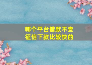 哪个平台借款不查征信下款比较快的