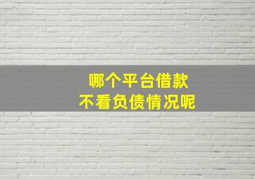 哪个平台借款不看负债情况呢