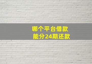 哪个平台借款能分24期还款