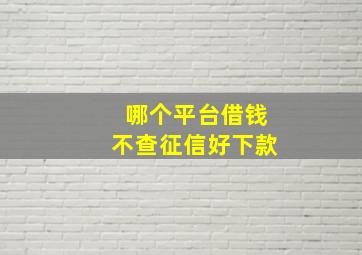 哪个平台借钱不查征信好下款