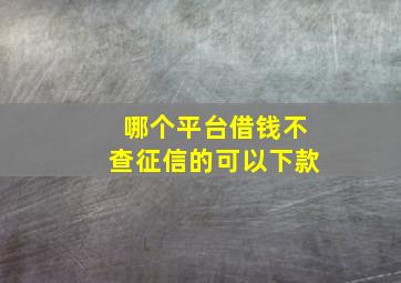 哪个平台借钱不查征信的可以下款