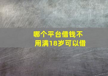 哪个平台借钱不用满18岁可以借