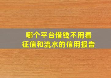 哪个平台借钱不用看征信和流水的信用报告