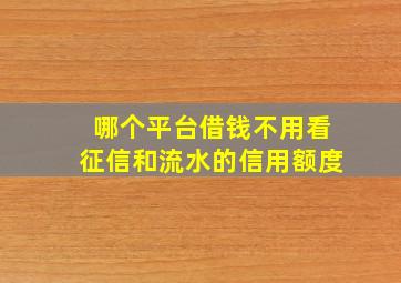 哪个平台借钱不用看征信和流水的信用额度