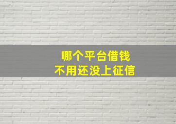 哪个平台借钱不用还没上征信