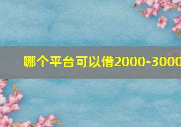 哪个平台可以借2000-3000