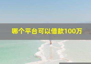 哪个平台可以借款100万