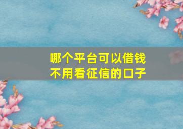 哪个平台可以借钱不用看征信的口子