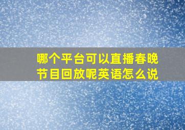 哪个平台可以直播春晚节目回放呢英语怎么说