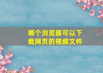 哪个浏览器可以下载网页的视频文件