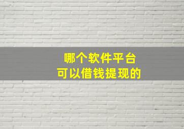 哪个软件平台可以借钱提现的