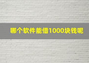 哪个软件能借1000块钱呢