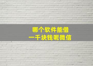 哪个软件能借一千块钱呢微信