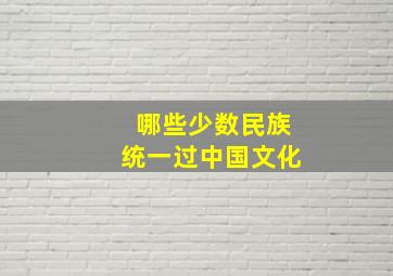 哪些少数民族统一过中国文化