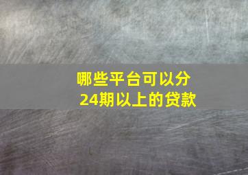 哪些平台可以分24期以上的贷款