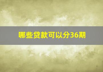 哪些贷款可以分36期