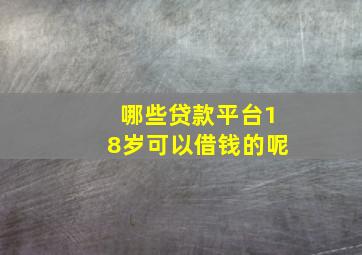 哪些贷款平台18岁可以借钱的呢