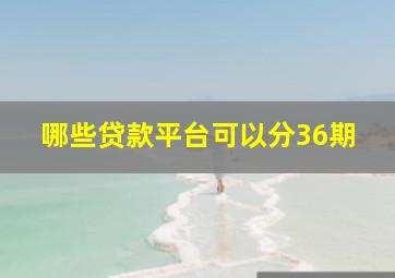 哪些贷款平台可以分36期