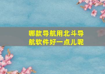 哪款导航用北斗导航软件好一点儿呢