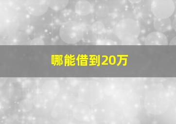 哪能借到20万