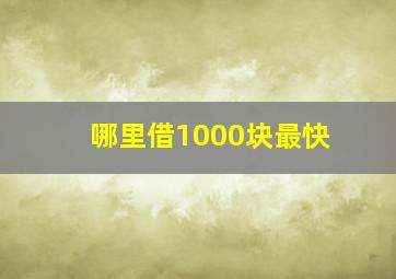 哪里借1000块最快