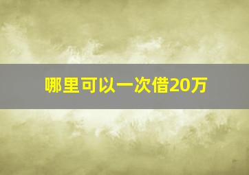 哪里可以一次借20万