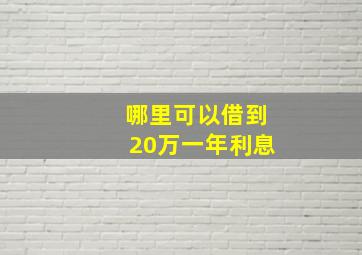 哪里可以借到20万一年利息