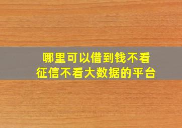 哪里可以借到钱不看征信不看大数据的平台