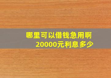 哪里可以借钱急用啊20000元利息多少